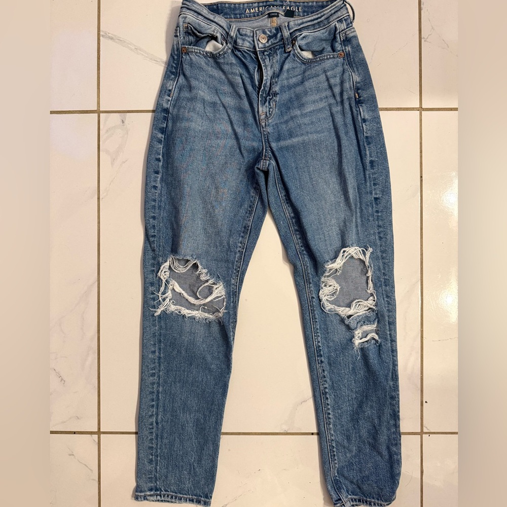 American Eagle Outfitters Blue Ripped Boyfriend Jeans